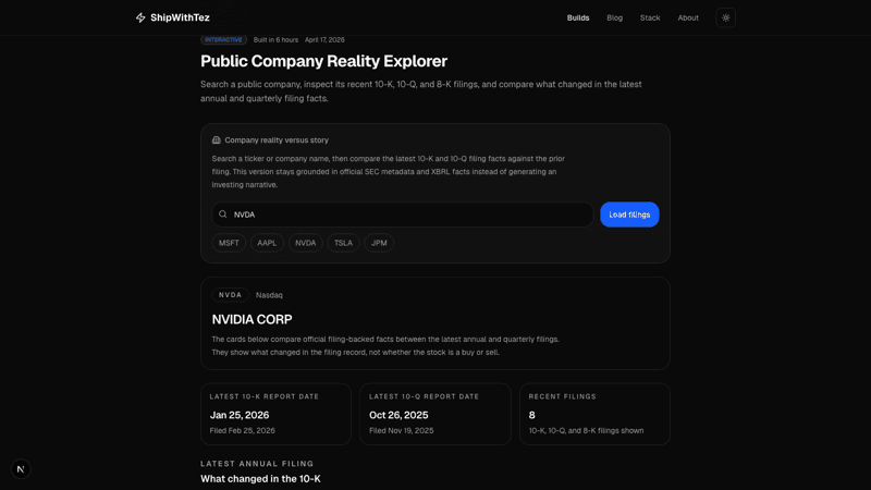 Public Company Reality Explorer